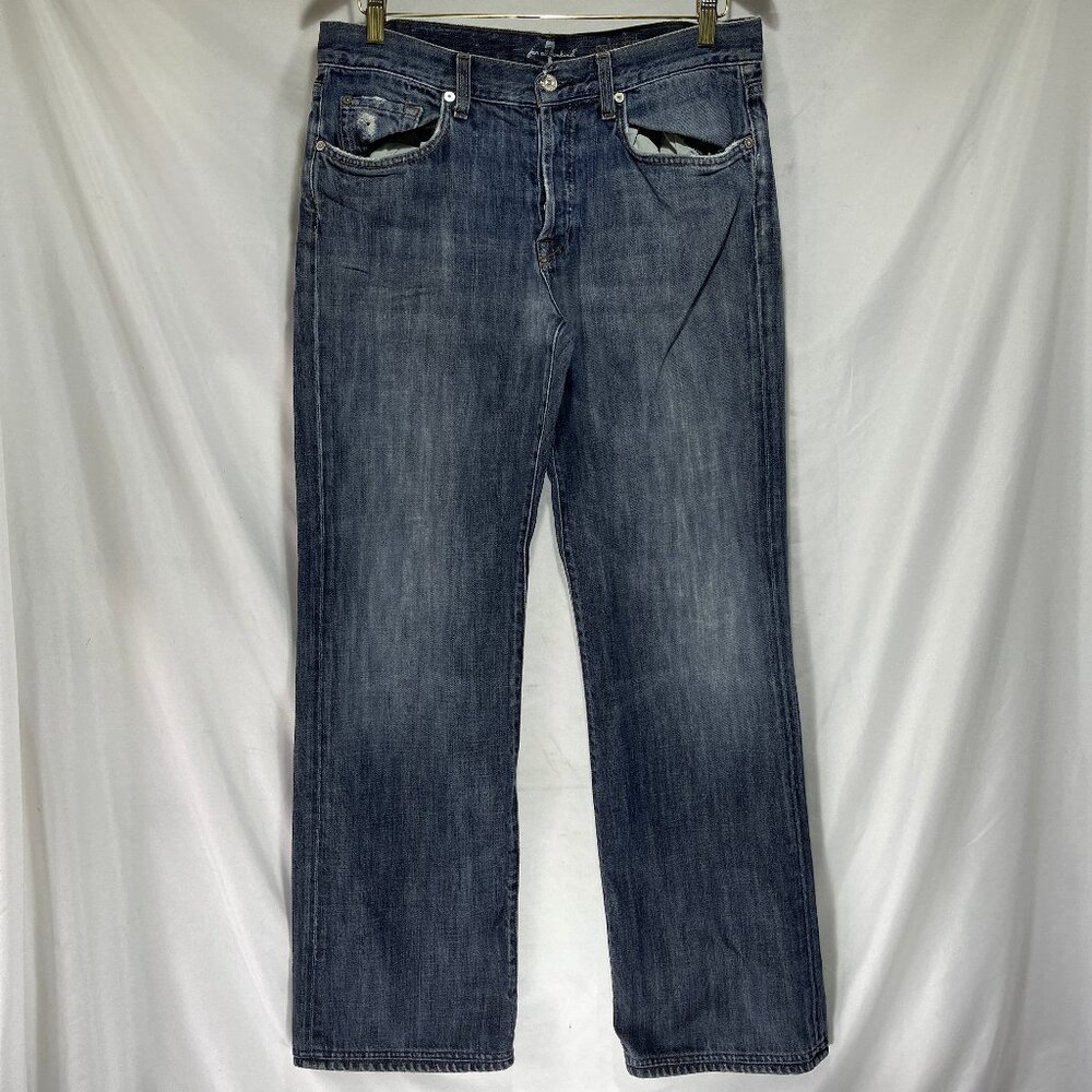 7 For All Mankind 7FAM Men's Button Fly Relaxed Fit Jeans 33x30 Made in US